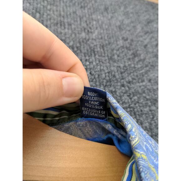 Robert Graham Mens Button Up Dress Shirt Size M Blue Paisley Print Silk Trim - Picture 12 of 13